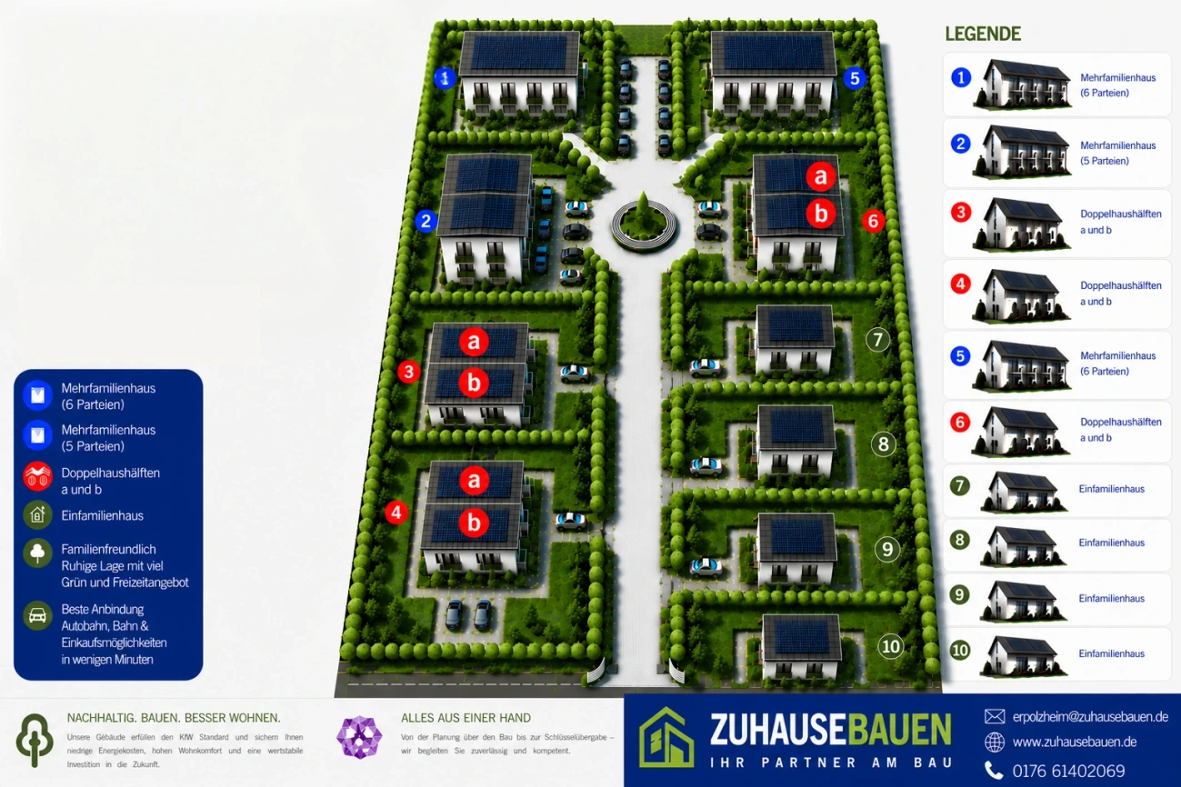 Overall plan of the ZuhauseBauen residential development at the sports field in Erpolzheim