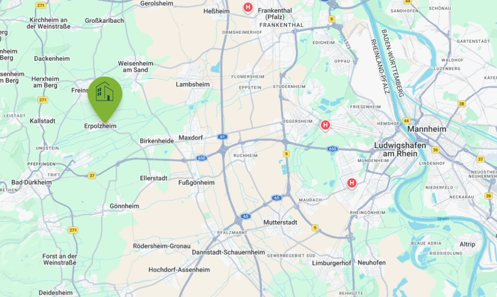 Location and surroundings of the residential development in Erpolzheim